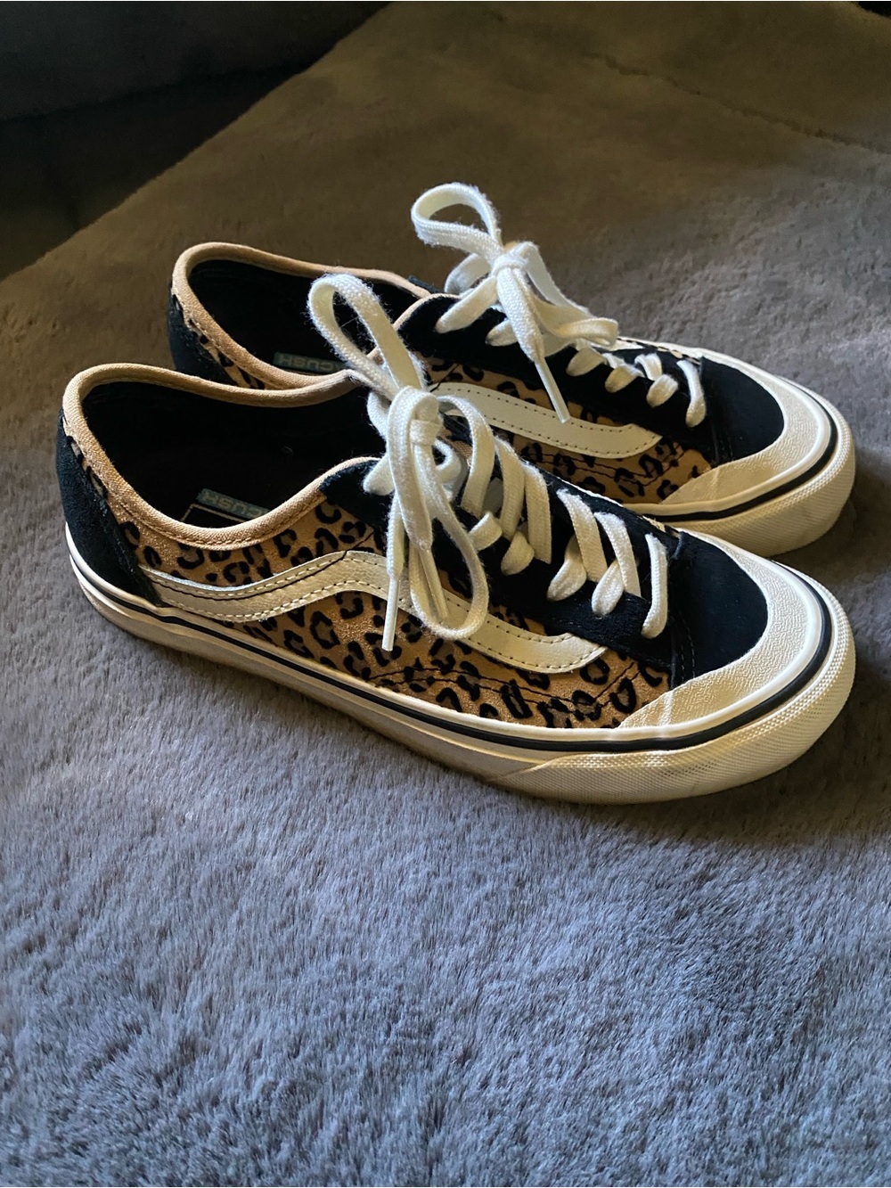 Vans Leopard Print Old Skool Sneakers - Black/Tan/White